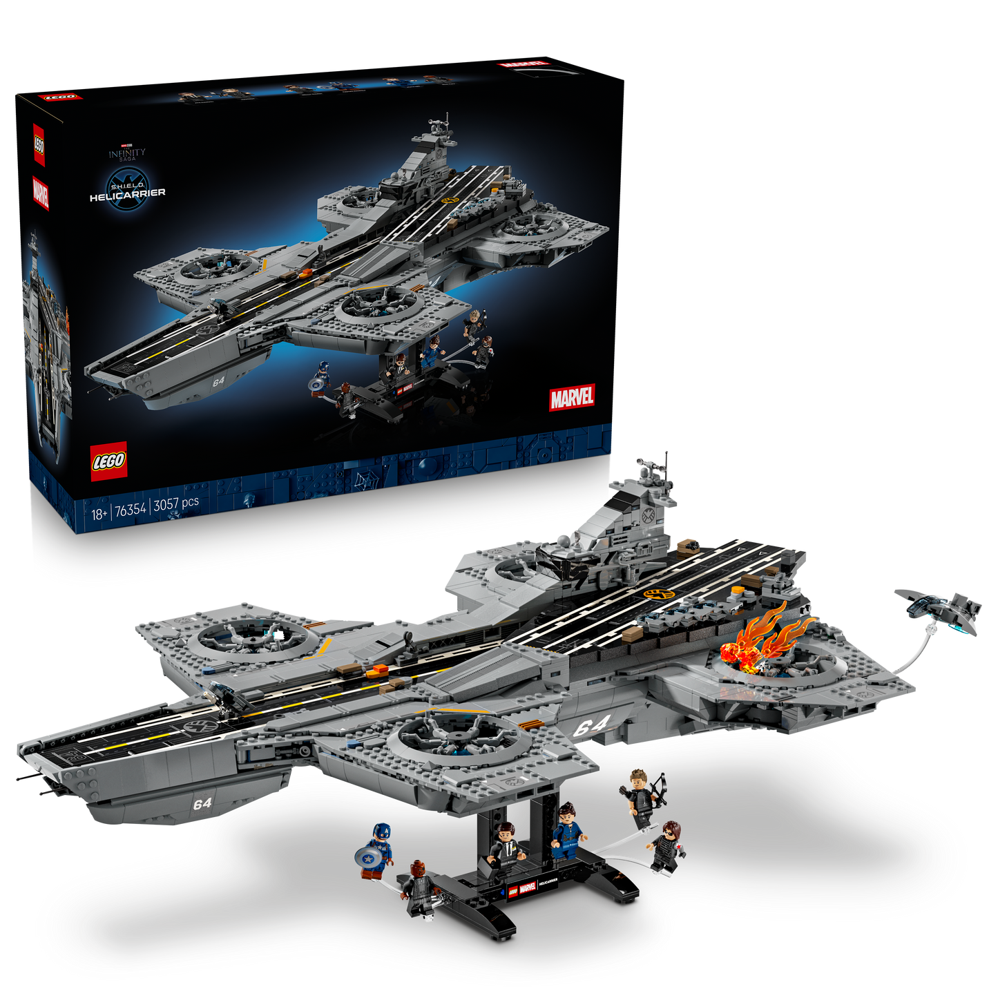 LEGO ǀ Marvel S.H.I.E.L.D. Helicarrier - Bouwpakket voor Volwassenen met 6 Minifiguren incl. Captain America & Nick Fury - Woondecoratie – Avengers Cadeau voor Mannen en Vrouwen 76354