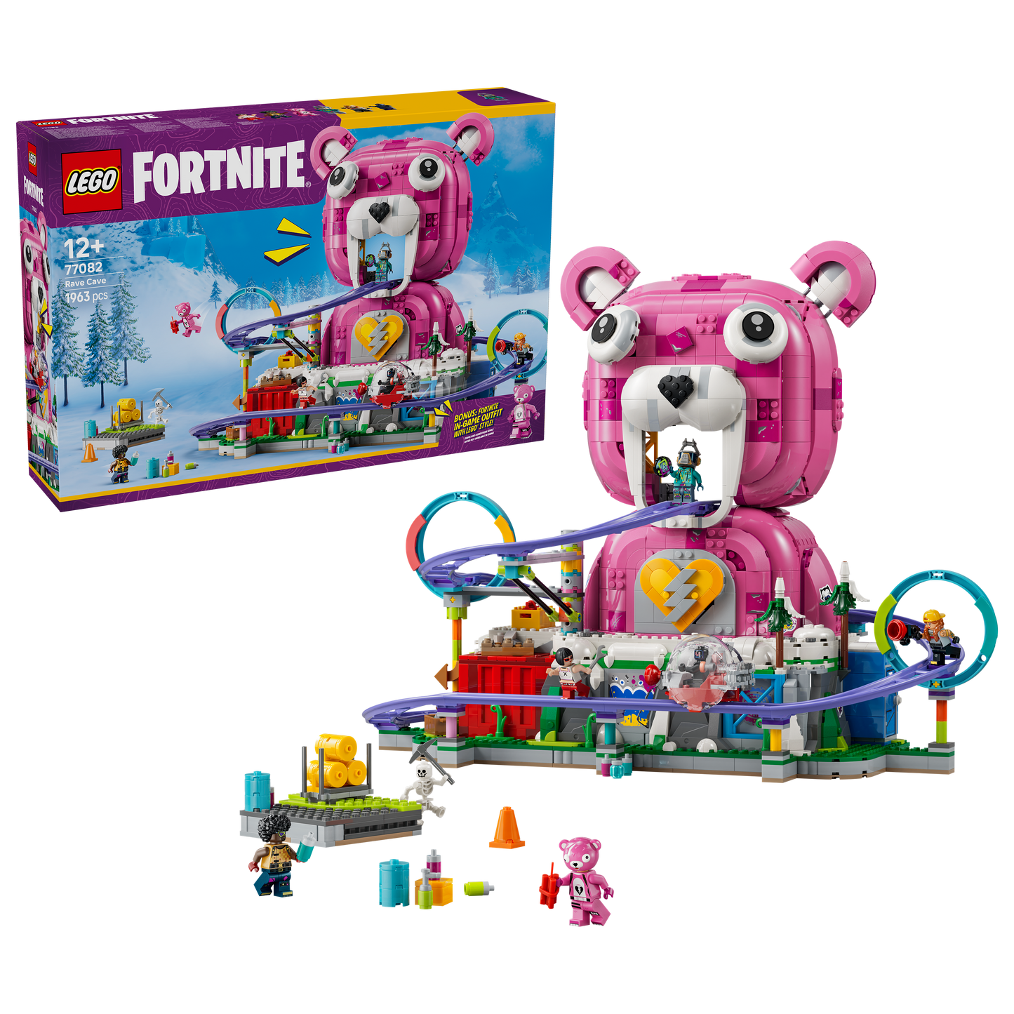 LEGO Fortnite Rave Cave - Bouwpakket voor Kinderen met Interactief Attractiemodel en 6 Minifiguren - Kinderkamer Decoratie - Cadeau voor Jongens, Meisjes en Gamers vanaf 12 Jaar - 77082