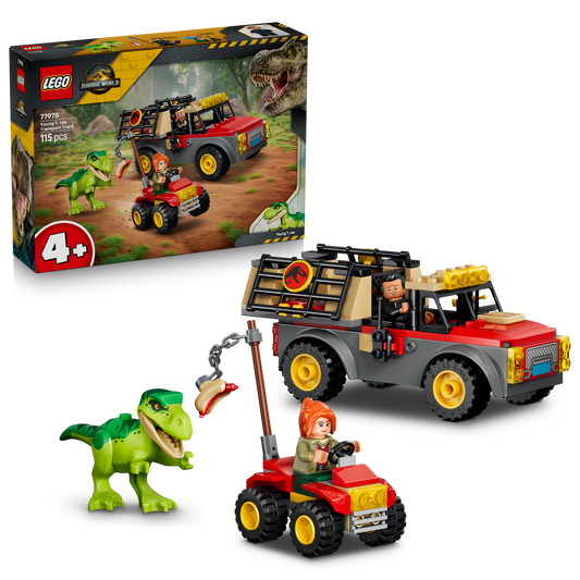 LEGO Jurassic World Jonge T. Rex Transporttruck - Speelgoed Dinosaurus voor Kinderen - Bouwpakket met T. Rex Figuur, 2 Minifiguren en Terreinwagen - Cadeau voor Jongens en Meisjes vanaf 4 Jaar 77978
