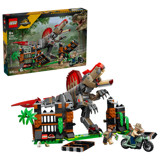 LEGO Jurassic World Spinosaurus Ontsnapping - Dinosaurus Speelgoed voor Kinderen Vanaf 9 Jaar - Bouwpakket met Verstelbare Dino en 2 Minifiguren - Decoratie - Cadeau voor Jongens en Meisjes 77982