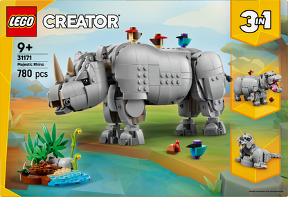 LEGO Wilde dieren: machtige neushoorn met vogels 31171 Creator