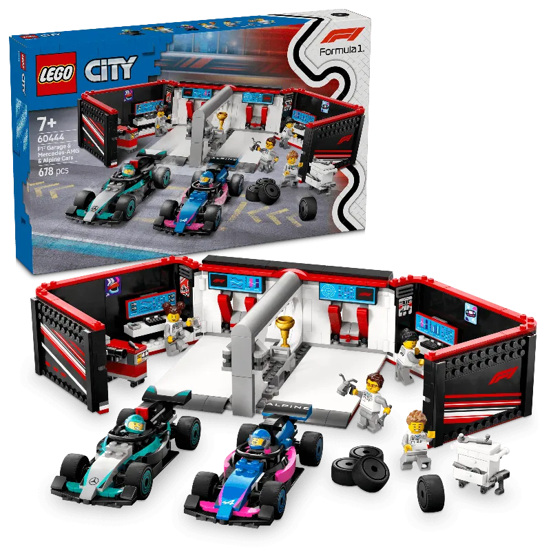 LEGO Pit Box with Mercedes AMG and Alpine F1 Cars 60444 City (Delivery: January 1, 2025)
