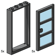 LEGO 1x4x6 Black Door and Frames with Transparent Blue Panes 3449 Bulk Bricks | 2TTOYS ✓ Official shop<br>