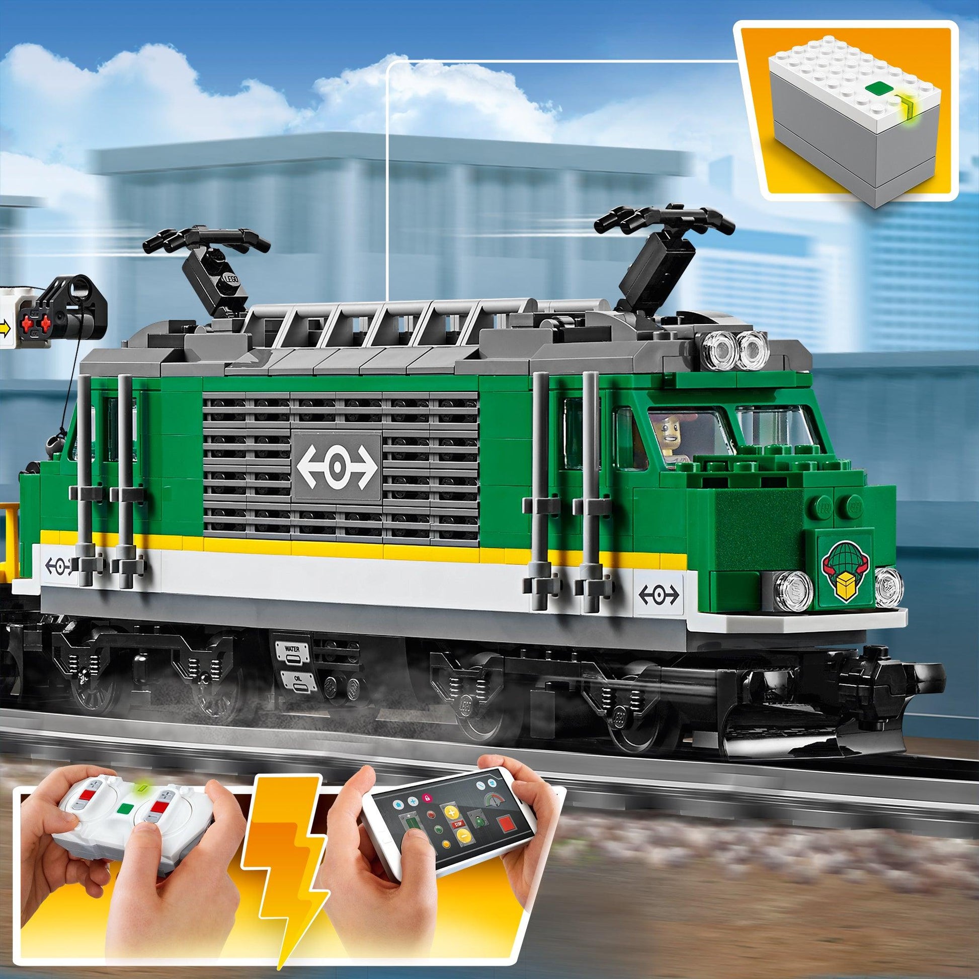 LEGO Sterke City vrachttrein met kraan 60198 City | 2TTOYS ✓ Official shop<br>