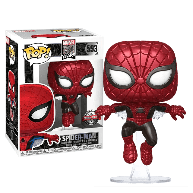 Funko Pop! 593 Marvel 80th Spider-Man (First Appearance) (Metallic) 9 cm FUN 47604 | 2TTOYS ✓ Official shop<br>